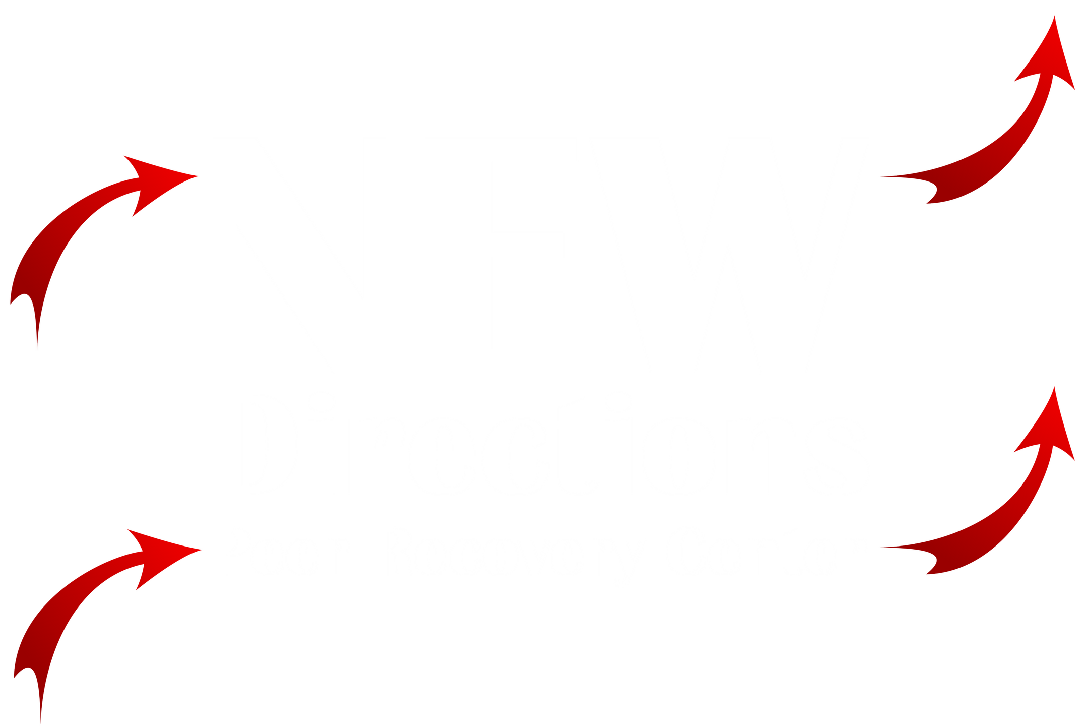 White text surrounded by red, curving arrows that reads "New Directions Peer Recovery Center"